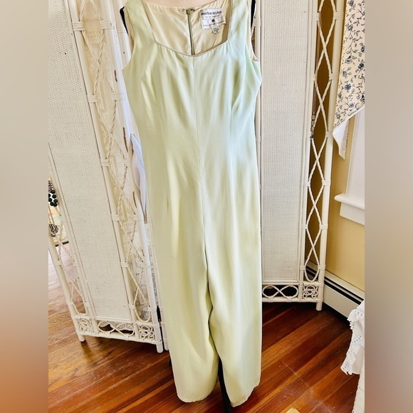 Vintage 70s Mint Green Jumpsuit & Crop Jacket: Saks Fifth Ave Palazzo Pants sz10 - Picture 7 of 17